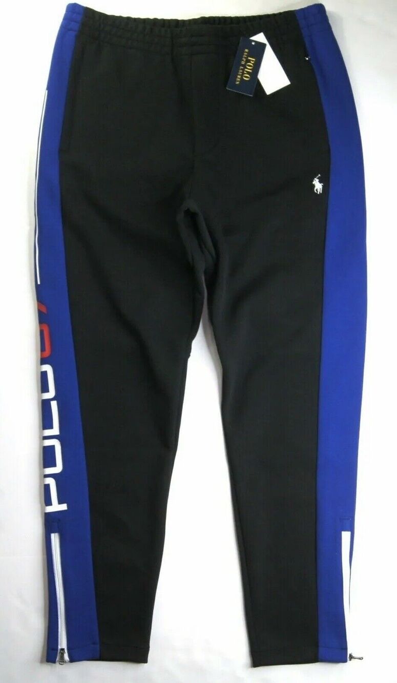 Polo Ralph Lauren Mens Medium Sweatpants Black Blue New Navy Black Color Block
